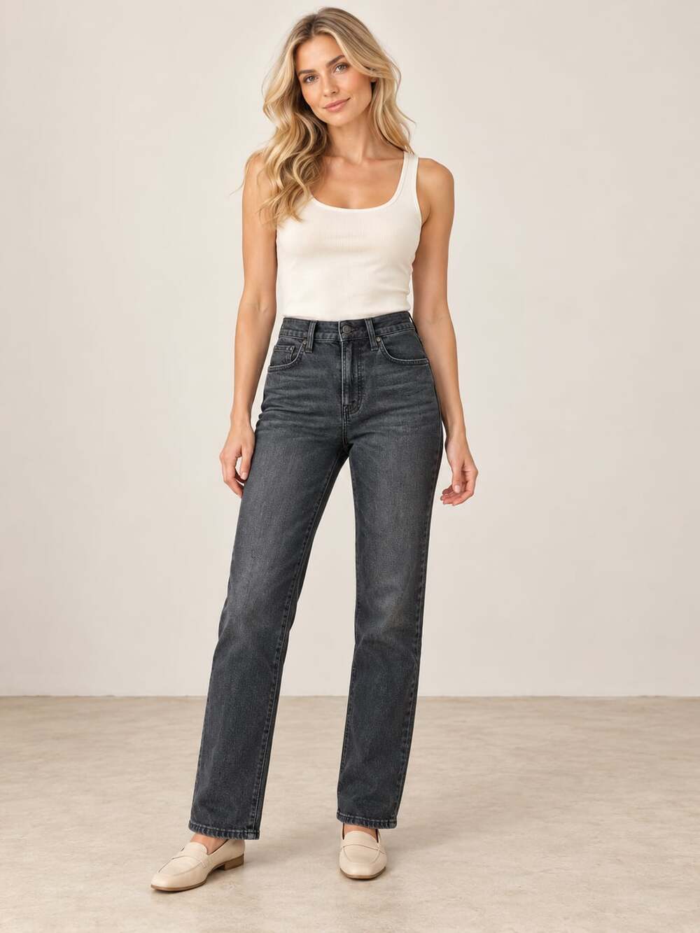 Madewell The Perfect Vintage Crop Jeans Black Wash High Rise Size 24